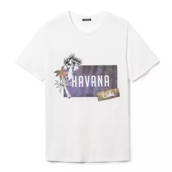 Футболка с круглым вырезом, рисунком, 50% хлопок, 50% модал