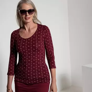 Футболка с круглым вырезом, рисунком и рукавами 3/4