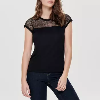 Футболка с круглым вырезом с кружевом