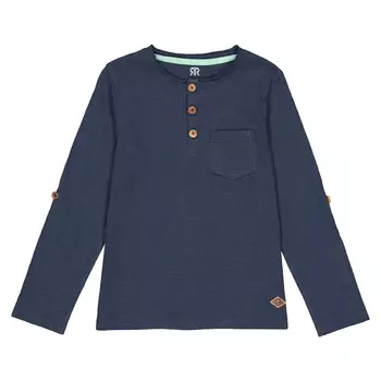 Футболка с круглым вырезом с разрезом спереди и длинными рукавами, 3-12 лет