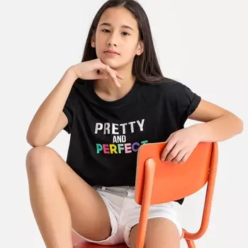 Футболка с принтом-надписью спереди 10-18 лет