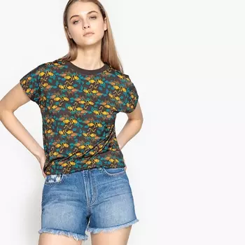 Футболка с рисунком, круглым вырезом и короткими рукавами