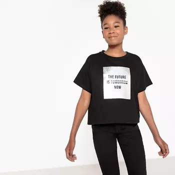 Футболка с рисунком серебристого цвета, 10-16 лет