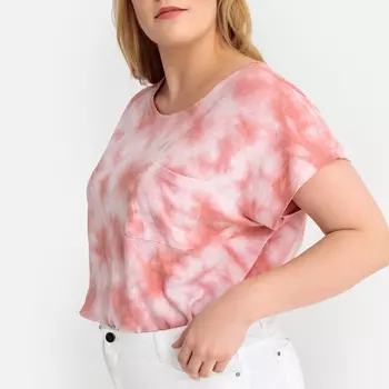 Футболка с рисунком тай-энд-дай из льна и хлопка