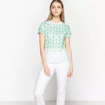 Футболка с рисунком тай-энд-дай, круглым вырезом и короткими рукавами