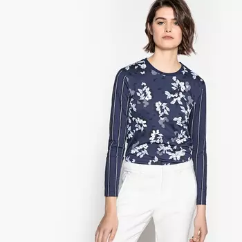 Футболка с рисунком в полоску и цветочным рисунком