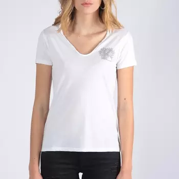 Футболка с V-образным вырезом и рисунком на груди