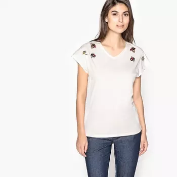 Футболка с V-образным вырезом из хлопка и модала