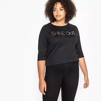 Футболка с вырезом лодочкой, рукава 3/4