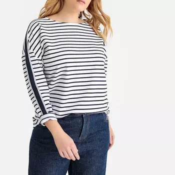 Футболка в полоску, ленты на рукавах