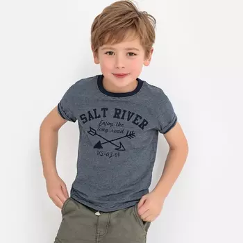 Футболка в полоску с рисунком на груди 3-12 лет