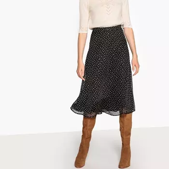 Юбка длинная из струящейся ткани с рисунком