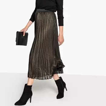 Юбка длинная плиссированная из блестящей ткани