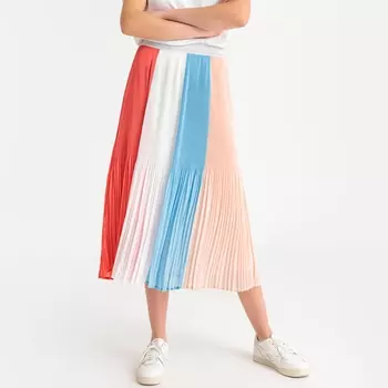 Юбка длинная плиссированная с рисунком в гавайском стиле