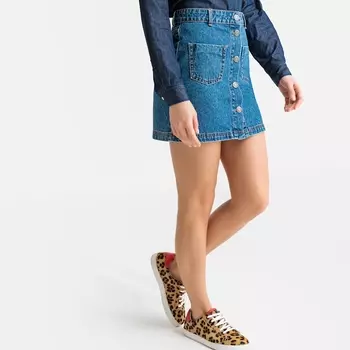 Юбка из денима с 2 накладными карманами