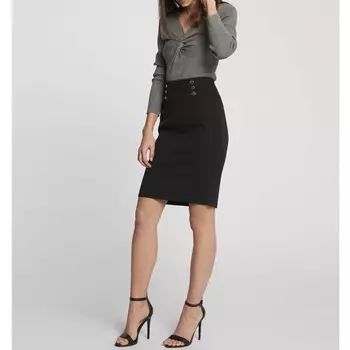 Юбка-карандаш с пуговицами на поясе и застежкой на молнию сзади