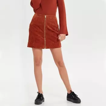 Юбка короткая прямая из свиной кожи
