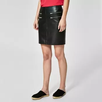 Юбка прямая из кожи ягненка
