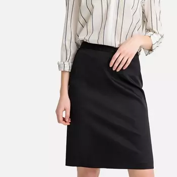 Юбка прямая из сатина, длина до колен