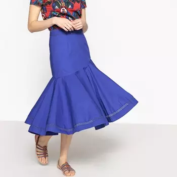 Юбка с асимметричным воланом, отделка с неполным переплетением