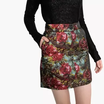 Юбка с жаккардовым рисунком и высокой талией