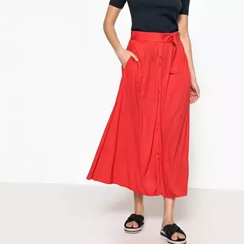 Юбка удлинённая, расклешённая с пуговицами спереди