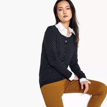 Кардиган базовый с рисунком в горошек