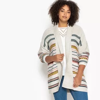 Кардиган длинный из плотного жаккардового трикотажа