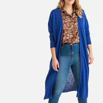 Кардиган длинный из тонкого трикотажа, 60% льна