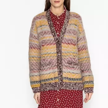 Кардиган длинный с застежкой на пуговицы и V-образным вырезом из оригинального трикотажа MAFIOSA