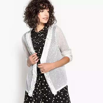 Кардиган из трикотажа с воланами