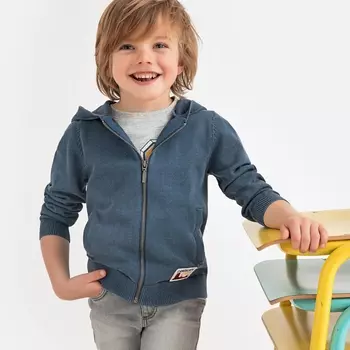 Кардиган на молнии с капюшоном, 3-12 лет