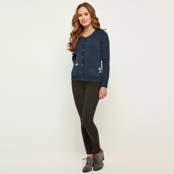 Кардиган на пуговицах с круглым вырезом из тонкого трикотажа