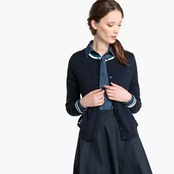 Кардиган с круглым вырезом и спортивными деталями