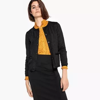 Кардиган с круглым вырезом из блестящего трикотажа