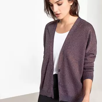Кардиган с металлизированными нитями, из шерсти