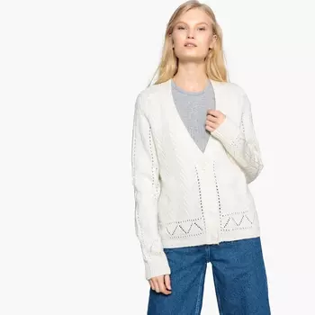 Кардиган с V-образным вырезом и застежкой на пуговицы из тонкоготрикотажа