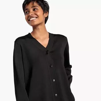 Кардиган с V-образным вырезом, из блестящего трикотажа