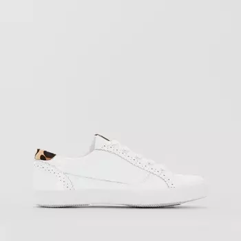 Кеды кожаные с задником с леопардовым рисунком