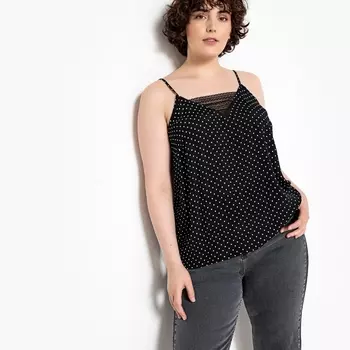 Комбинация с рисунком в горошек на тонких бретелях