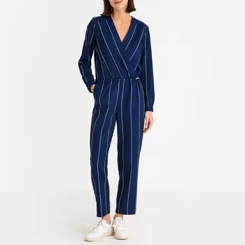 Комбинезон в полоску из денима