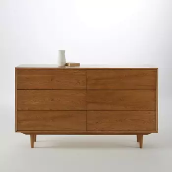 Комод в винтажном стиле из дуба, 6 ящиков, Quilda