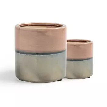 Комплект из 2 двухцветных кашпо из керамики Cecco