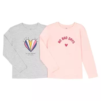 Комплект из 2 футболок с длинными рукавами, 3-12 лет