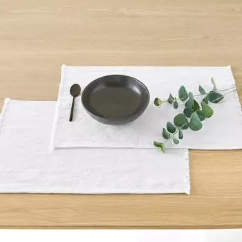 Комплект из 2 подставок под приборы с бахромой из хлопка и льна BELLO