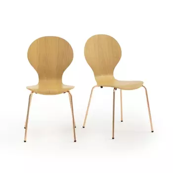 Комплект из 2 стульев из дуба и меди, ELORI