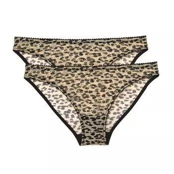 Комплект из 2 трусов-слипов из тюля с леопардовым рисунком