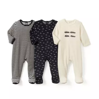 Комплект из 3 пижам из велюра - Oeko Tex