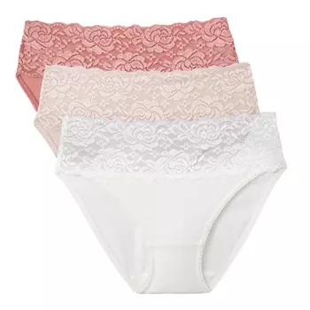 Комплект из 3 трусов-слипов с широкой лентой из кружева