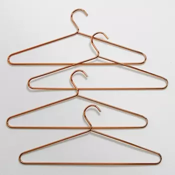 Комплект из 4 металлических плечиков медного цвета для одежды, ELORI